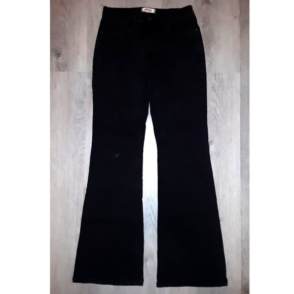 Wrangler High Rise Fierce Flare Black Denim Flared Jeans Size 8 x 32 Wide Leg - Picture 1 of 7